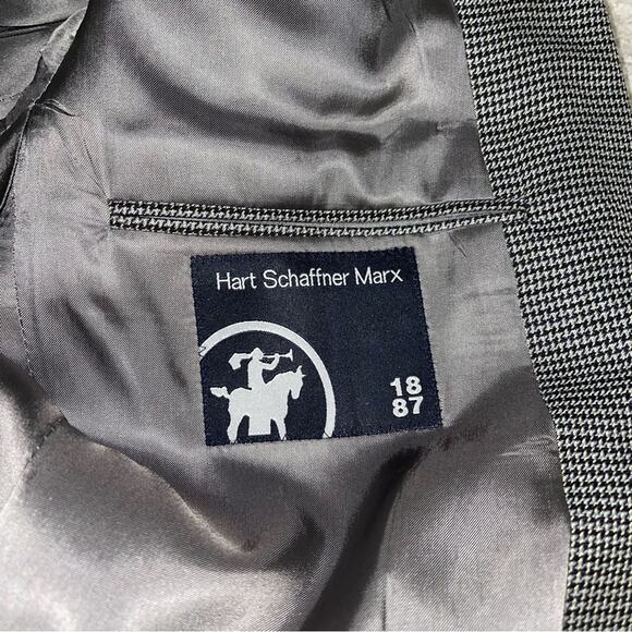 HART SCHAFFNER MARX Black and Blue Houndstooth Sport Coat Blazer Jacket 42L - Picture 7 of 14